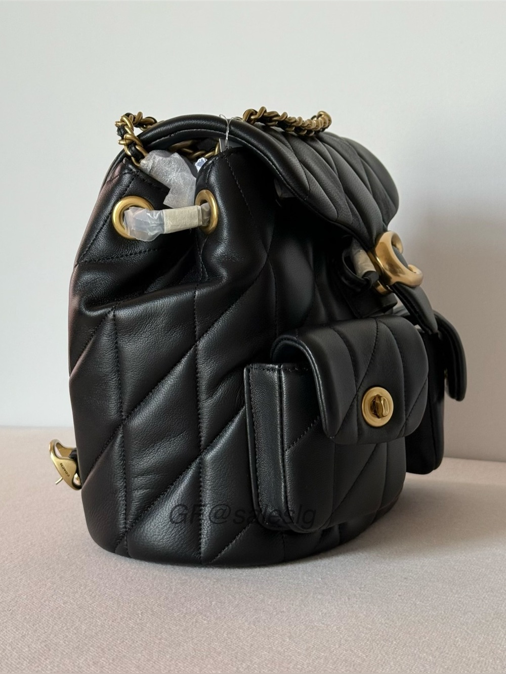NWT Coach Tabby Quilted Nappa Leather Convertible Backpack CU076 Black Gold - Picture 9 of 16